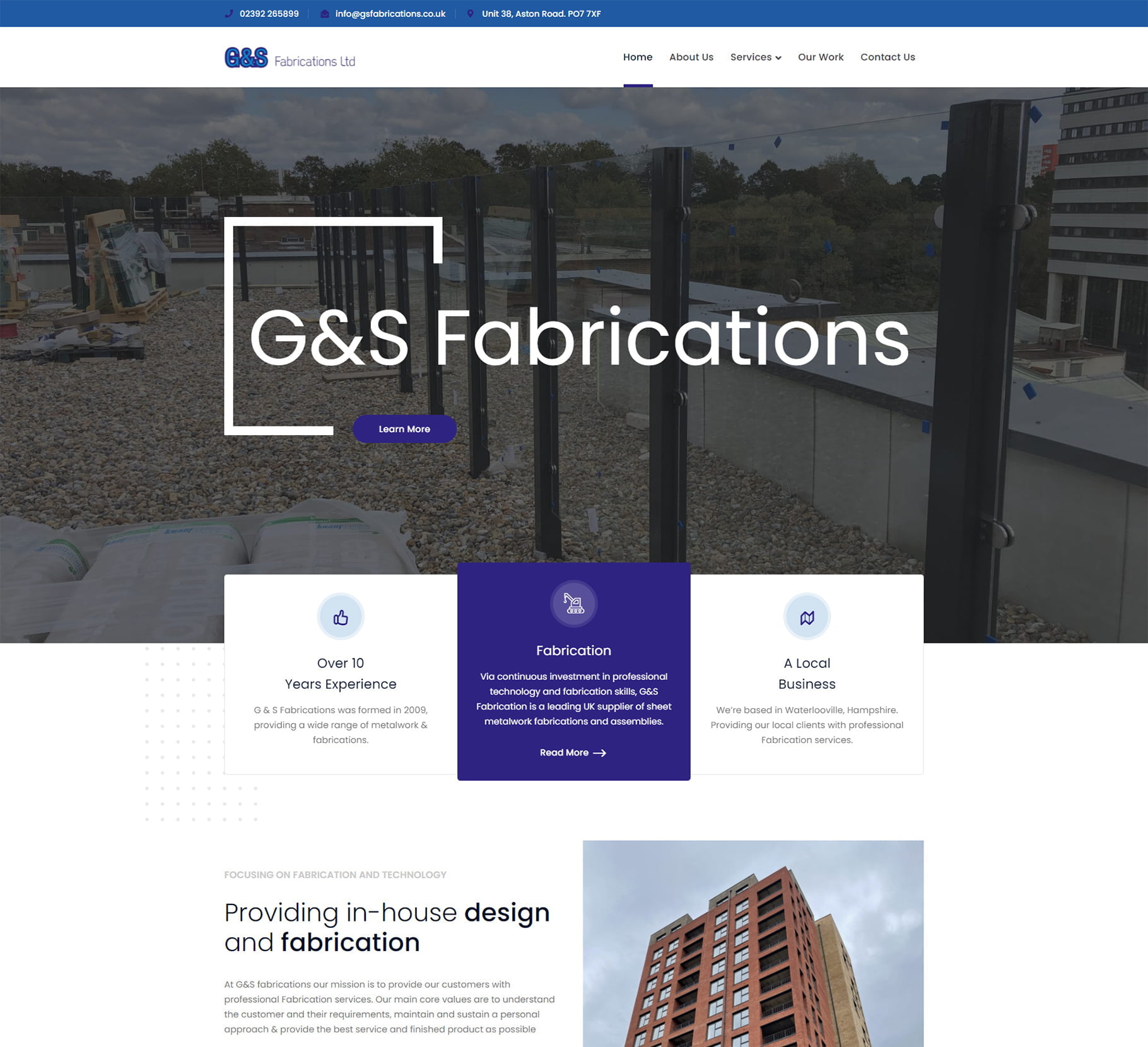 G&S Fabrications website design hampshire