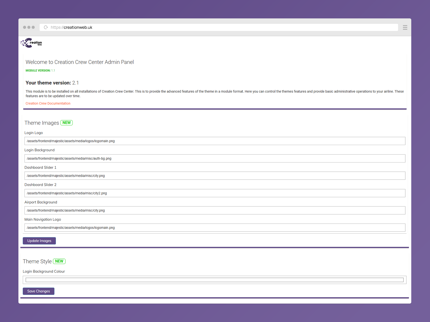 Developing Advanced Theme Management for Creation Crew Module