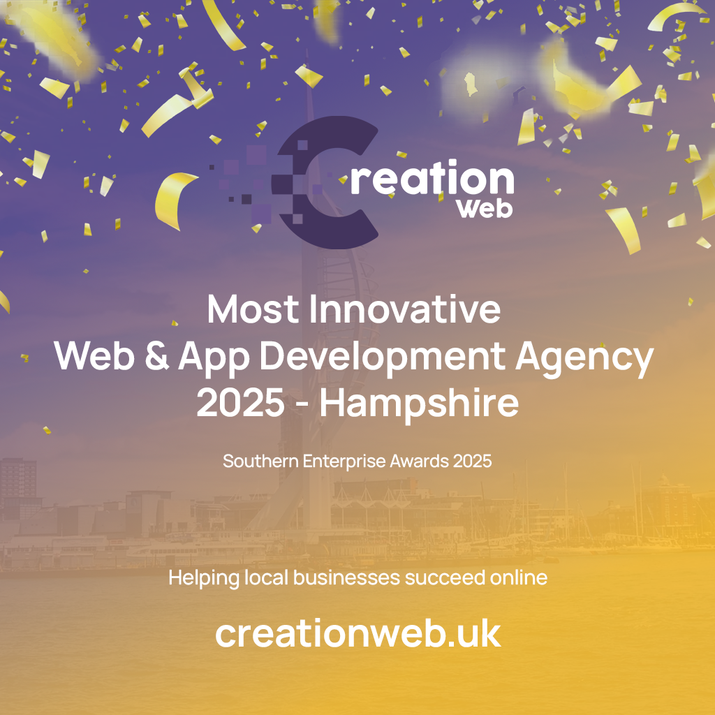 Creation Web Wins Most Innovative Web & App Development Agency 2025 – Hampshire